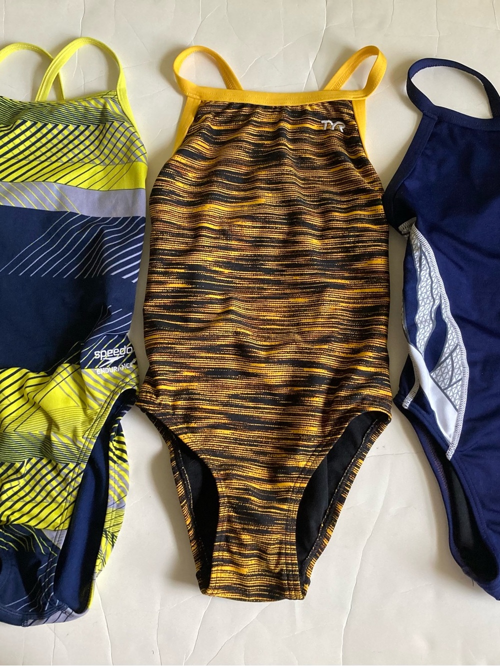 TYR Speedo endurance lot of 3 girls swimsuits size 24 8 9 10 swim team practice